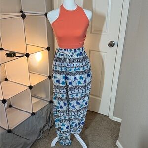 Women's Blue Elephant Print Pants